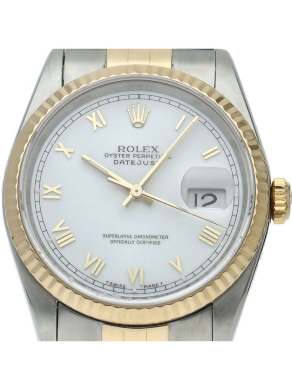 Rolex Datejust Watch 18k Yellow Gold SS White Polished